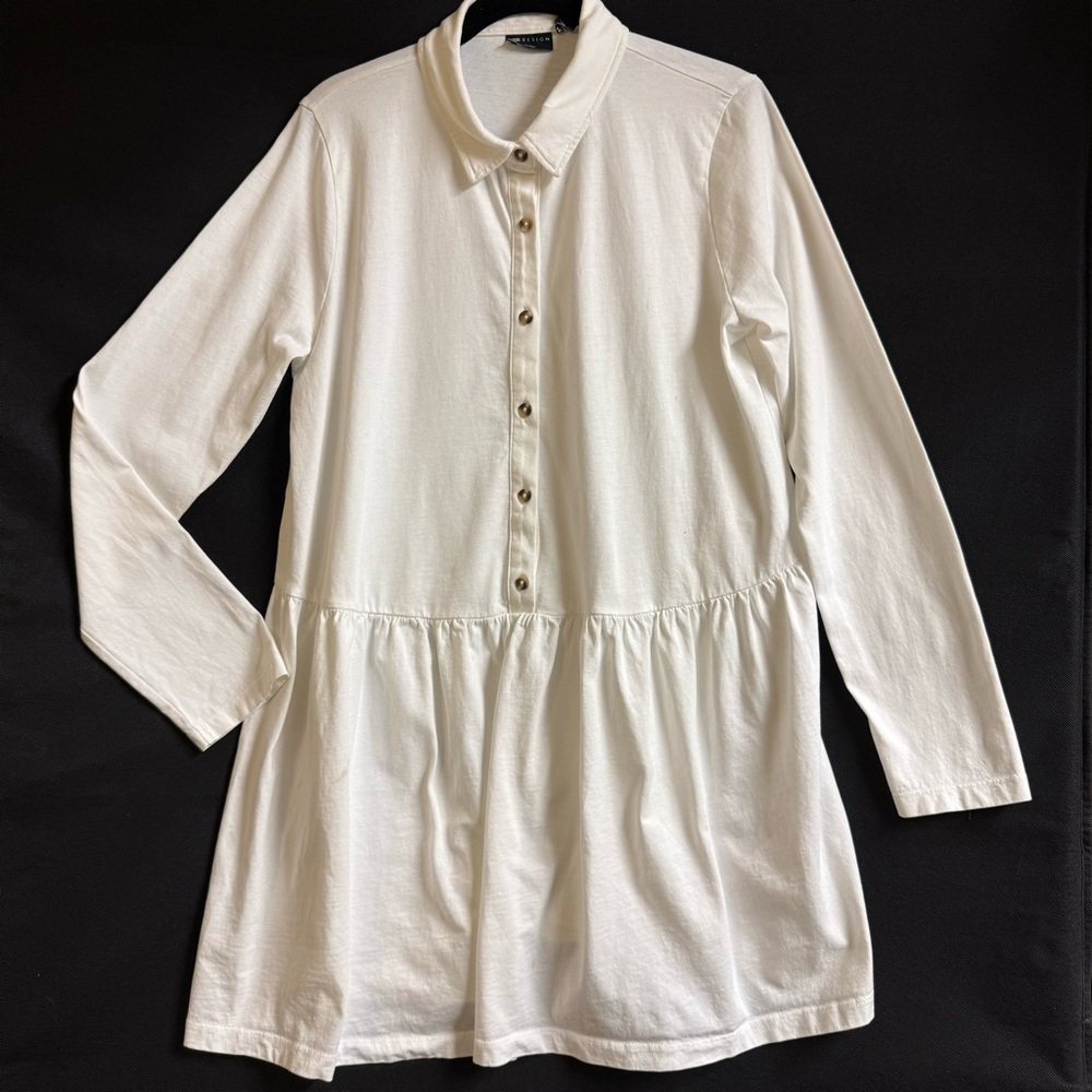 White Button-Down Tunic Dress
